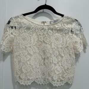 Women's Cream Lace Crop Top